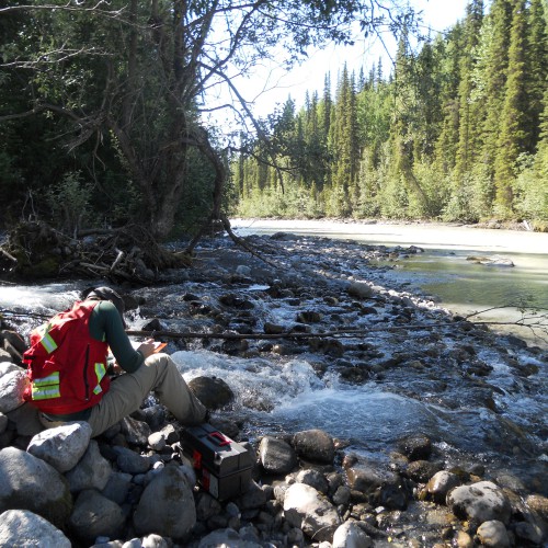 Water sampling on the Weiss Property