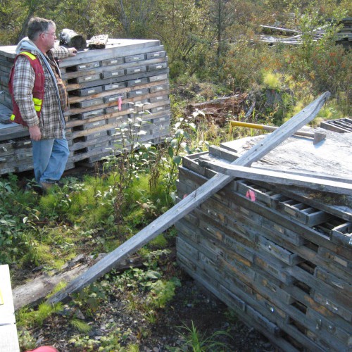 Historical drill core from the Mt. Alcock property