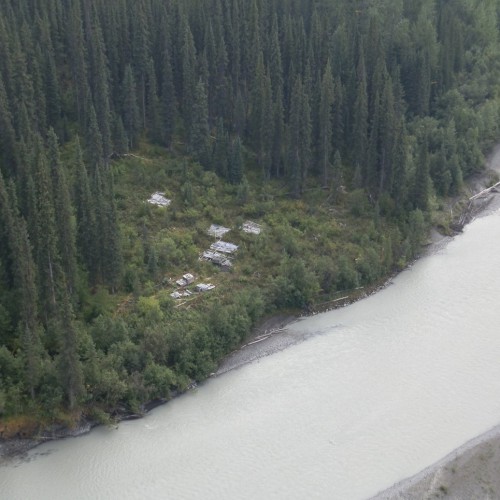 Overview shot of the old Mt. Alcock property camp site